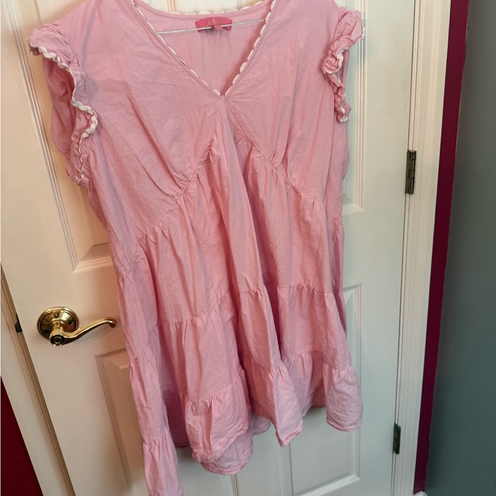 Simply Southern Pink Ruffled V-Neck Dress